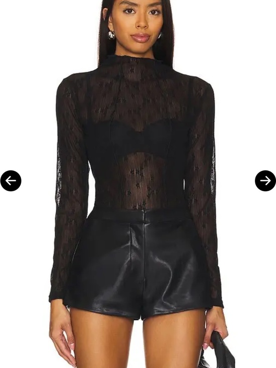 Astr Tops - ASTR The Label Black Sheer Lace Mock Neck Bodysuit XS Worn Once Sexy Chic Top